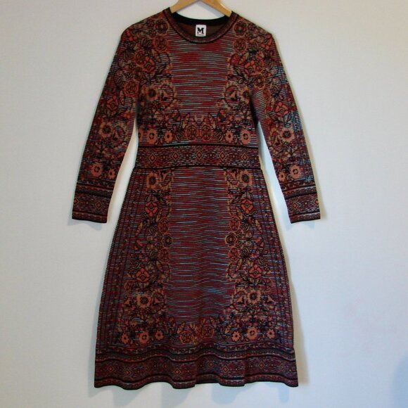 Missoni Knit Wool Blend Dress Multicolour Pattern Long Sleeve Size 44 or 8 - Picture 2 of 12